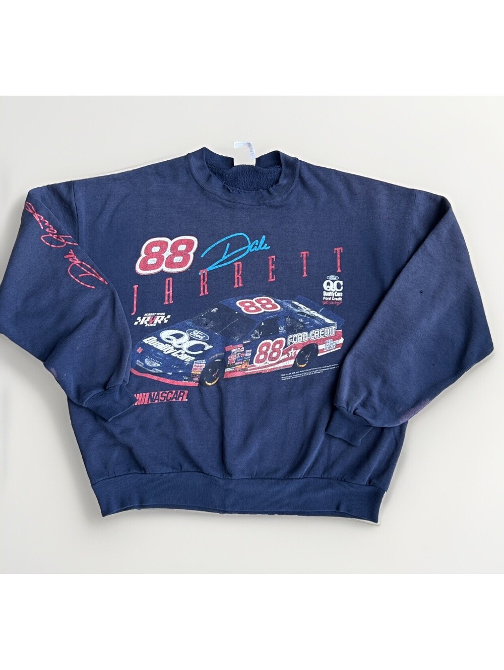 Vintage 90s NASCAR Dale Jarrett USA Made Sweatshirt XL Jerzees Sun Fade Thrashed